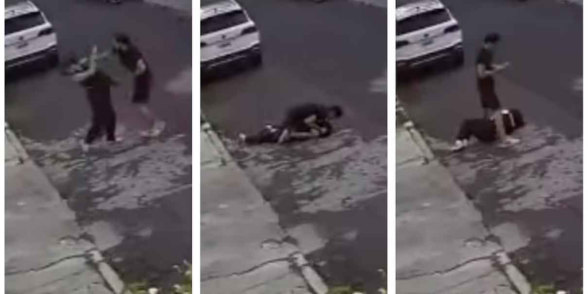 Cámaras de seguridad captan a sujeto golpeando brutalmente a su novia en la calle. Increíble reacción vecinal 