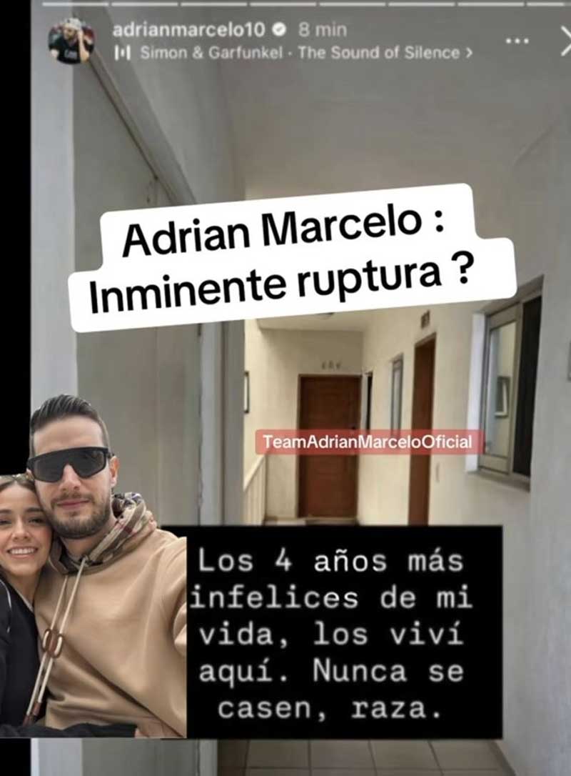 Adrián Marcelo vuelve a la polémica por presuntos mensajes sobre su matrimonio