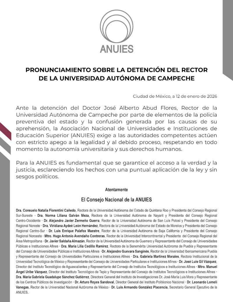 Detienen al rector de la Universidad Autónoma de Campeche; localizan presunta cocaína en su camioneta