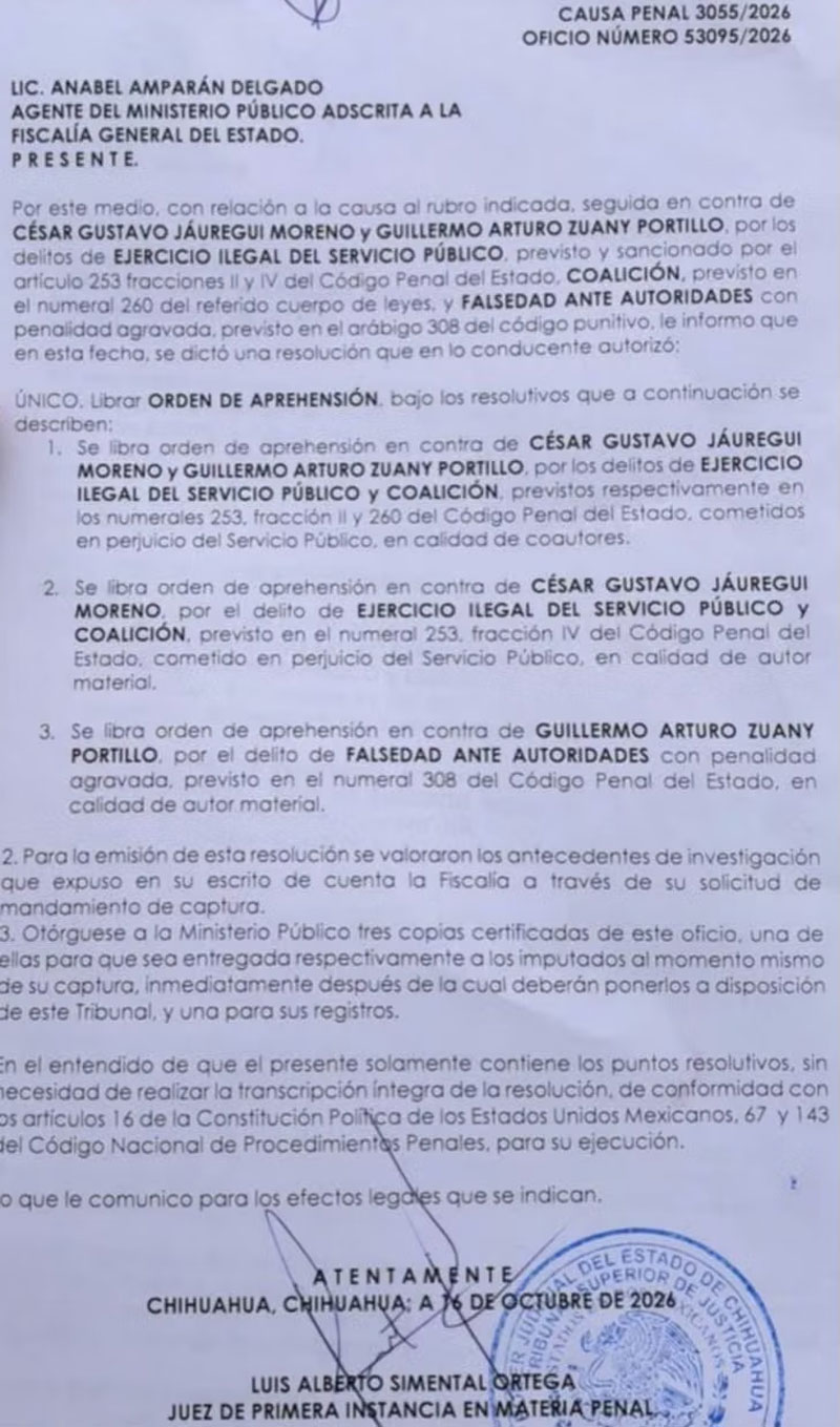 Orden de aprehensión en contra del ex fiscal de Chihuahua.