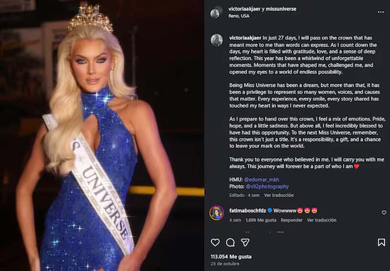 Fátima Bosch en la cuerda floja; Miss Universo ya tendría a su nueva reina