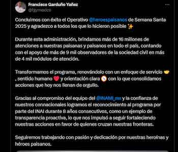 Garduño resalta logros en el INM antes de entregar el mando a Sergio Salomón; se disculpará por incendio de 2023