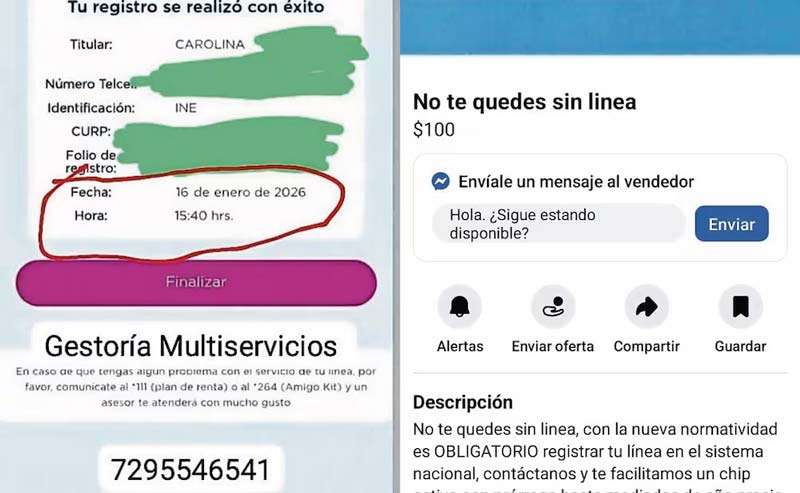 Chips de celular ya registrados se venden desde 27 pesos en Facebook; alertan por riesgo de robo de identidad