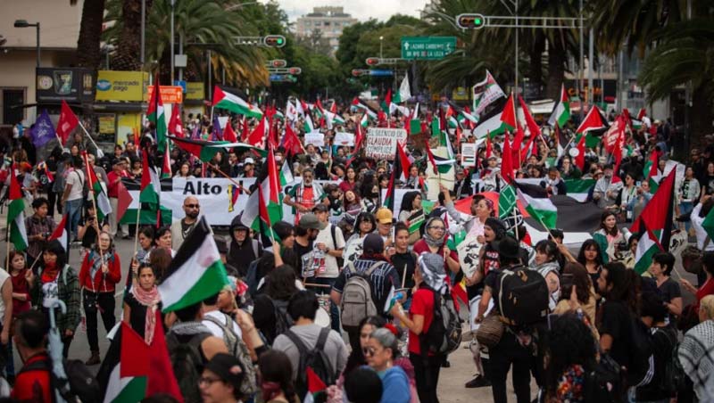 Marcha pro Gaza en CDMX termina con policías lesionados tras enfrentamiento con encapuchados