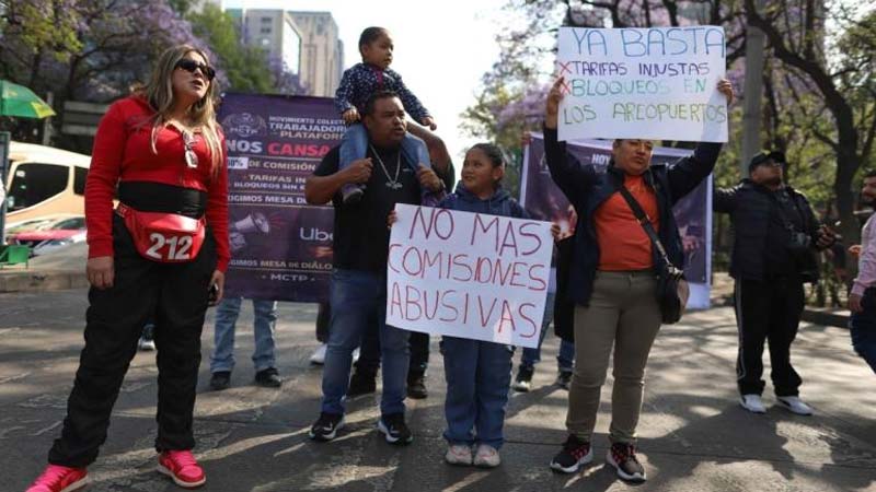 Choferes de Uber y DiDi protestan en CDMX: exigen menos comisiones y mejores ingresos