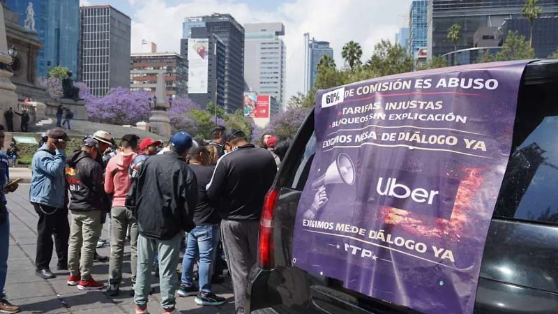 Choferes de Uber y DiDi protestan en CDMX: exigen menos comisiones y mejores ingresos