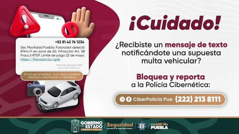 Puebla alerta por fraude de fotomultas vía SMS: así puedes detectar los mensajes falsos