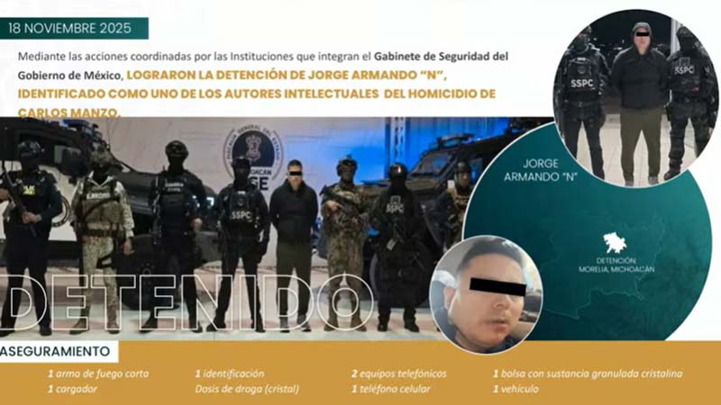 Reclutaba sicarios en anexos: así cayó “El Pelón”, implicado en el asesinato de Carlos Manzo