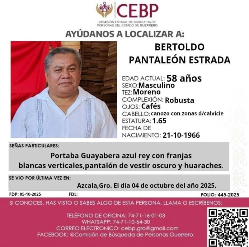 Hallan sin vida al sacerdote Bertoldo Pantaleón en Guerrero; tenía heridas de bala