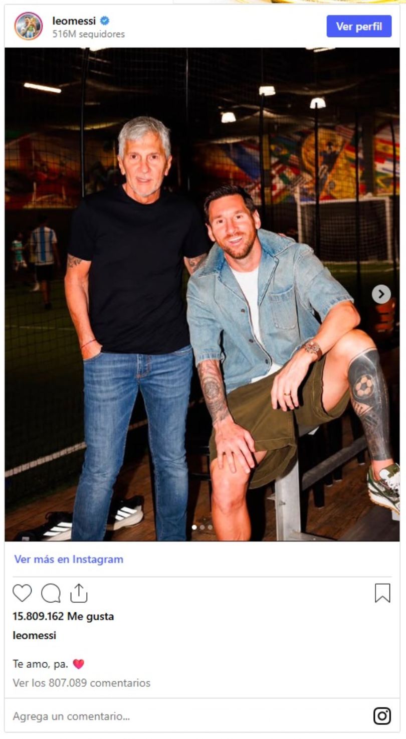 El mensaje de despedida de Messi a su padre via Instagram