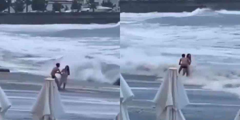 VIDEO. Continúa desaparecida la joven que fue arrastrada por el mar en Rusia 