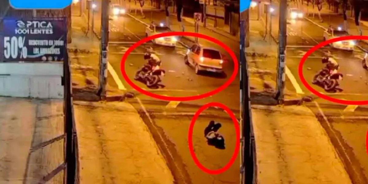 VIDEO. Tras brutal accidente, motociclista se preocupa más por su moto que por su novia 