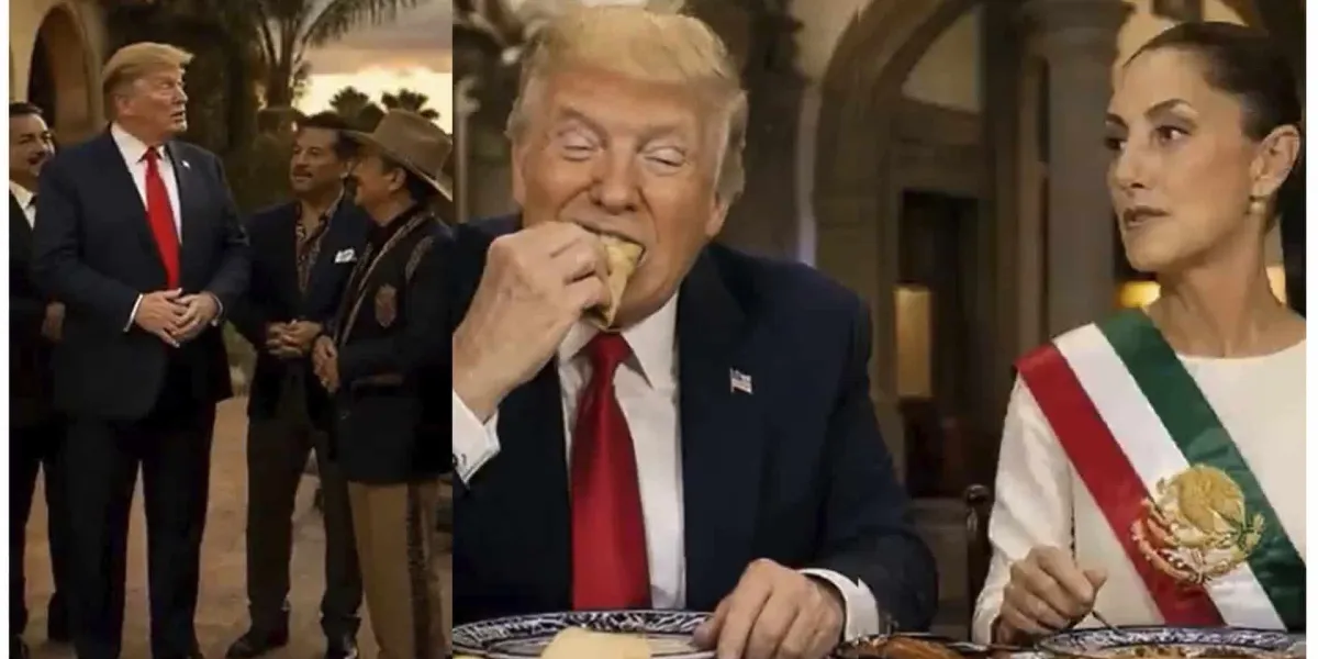 Video viral con IA; Donald Trump aparece comiendo tacos junto a Claudia Sheinbaum