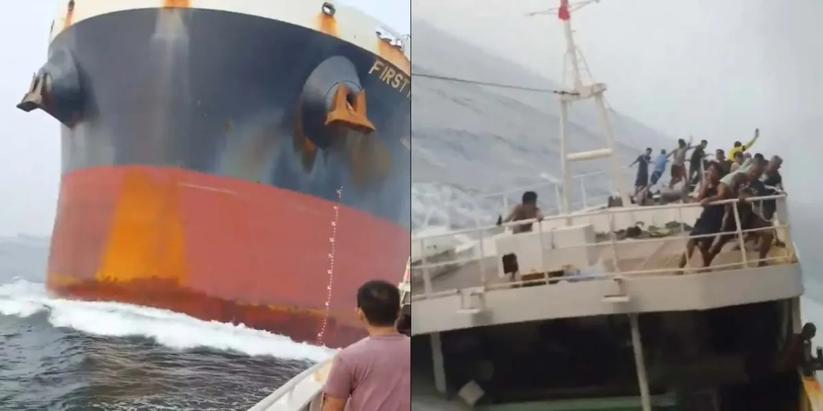 Impactante choque entre un carguero y un pesquero cerca del estrecho de Singapur