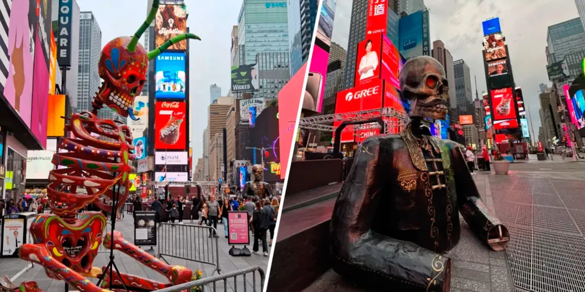 Catrinas de Puebla y Aguascalientes llegan a Times Square en Nueva York
