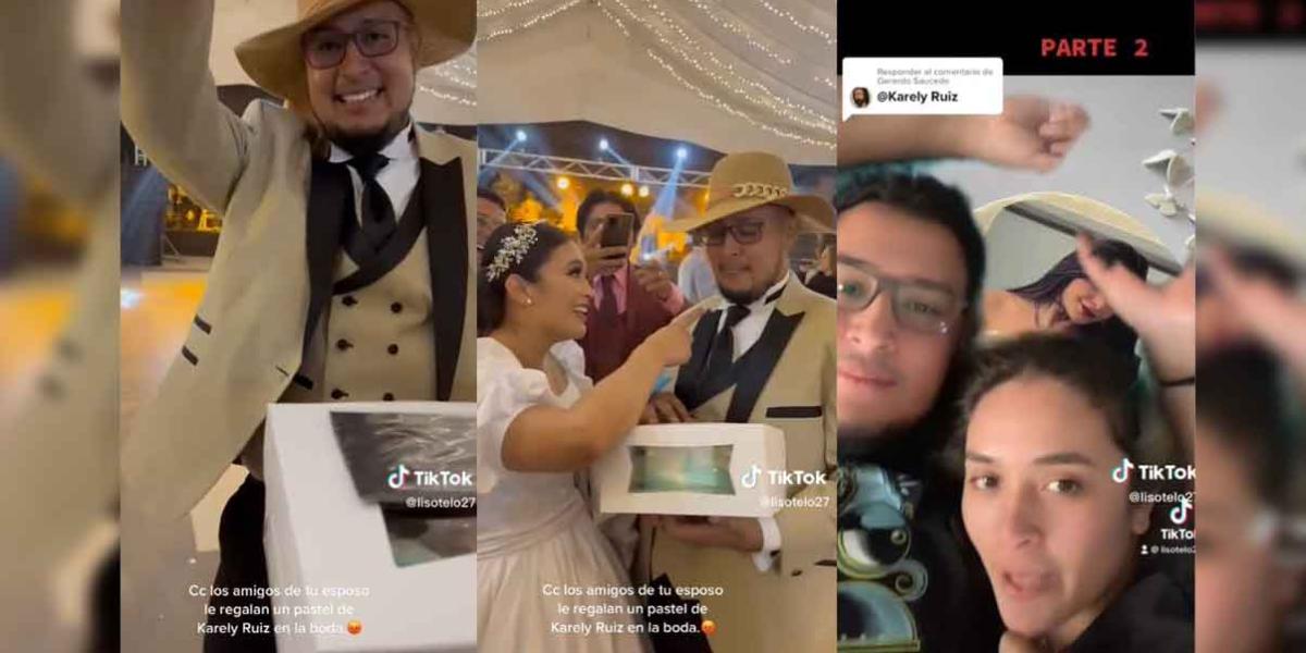 VIDEO. Novio recibe pastel con imagen de Karely Ruiz el día de su boda y esposa enfurece; ‘NO LO ABRAS’, dice la mujer