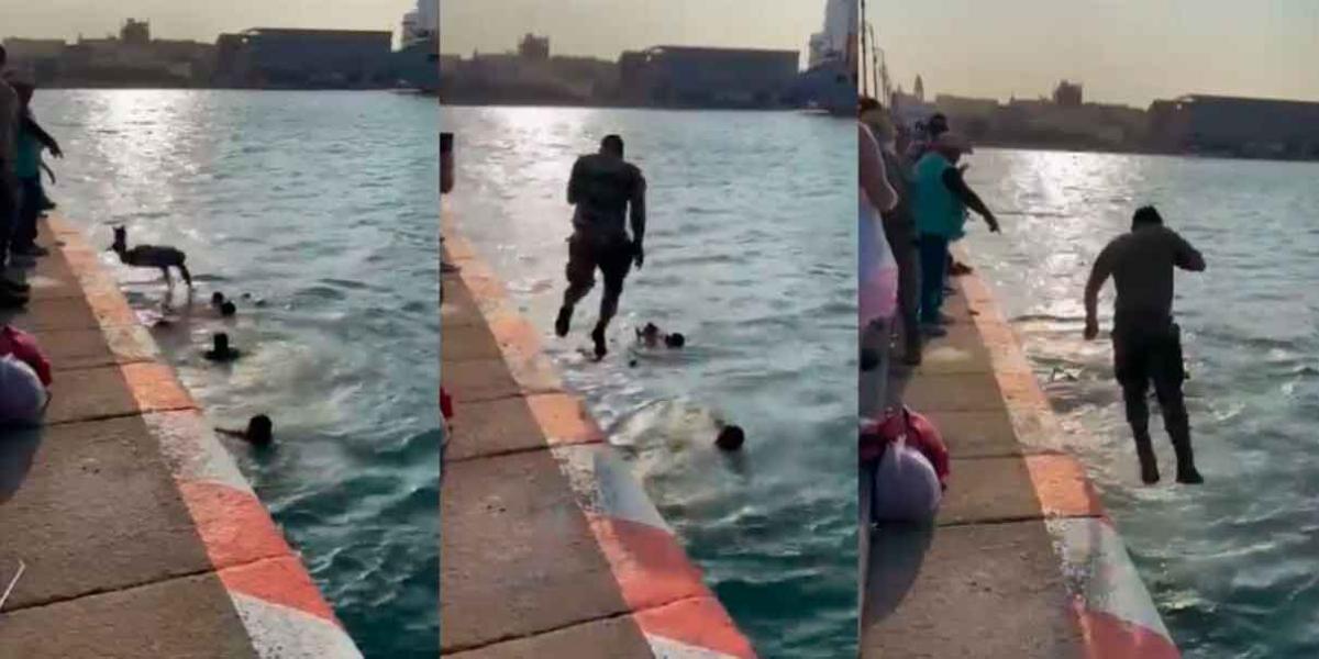 Carriola con todo y bebé cae al mar en el malecón de Veracruz