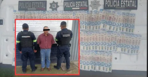 Detienen a sujeto en el Edomex tras intentar depositar 85 mil pesos en billetes falsos
