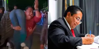 Alcalde de Juan C. Bonilla,  Puebla, da nalgadas a una joven durante festejos patrios. VIDEO 