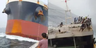 Impactante choque entre un carguero y un pesquero cerca del estrecho de Singapur