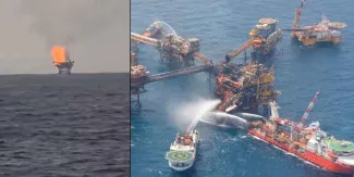 Incendio en plataforma Abkatún-H de Pemex moviliza equipos de emergencia