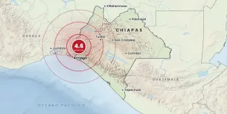 Sismo de magnitud 4.6 sacude Chiapas HOY martes