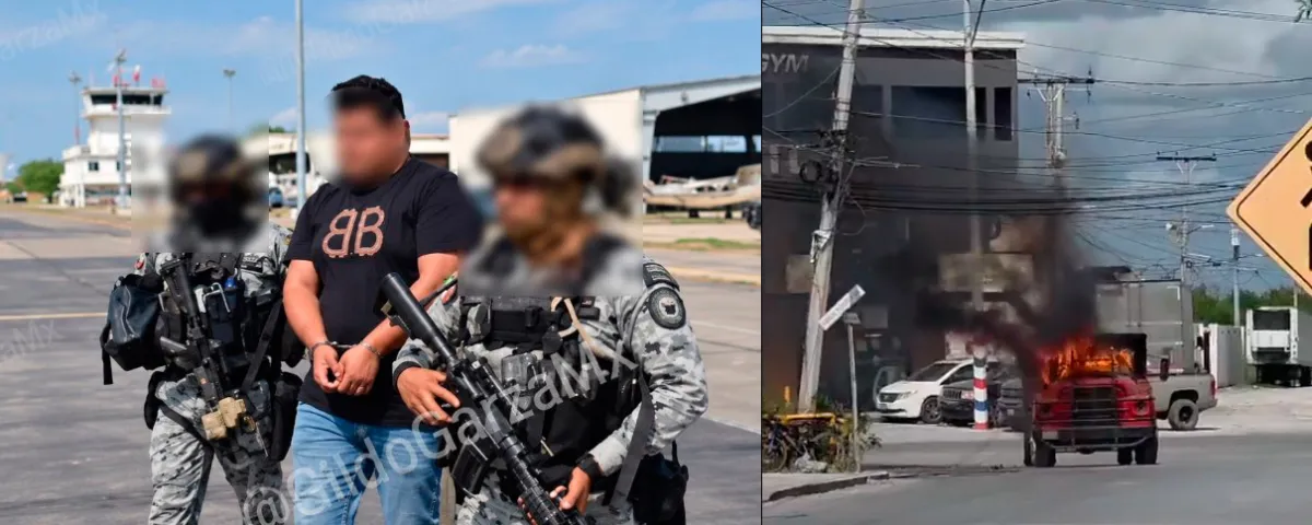 Captura de el hijo de "El Contador" desata bloqueos e incendio de autos en Matamoros. VIDEO
