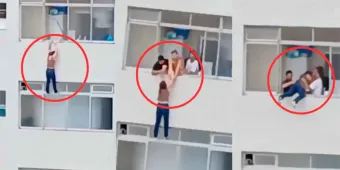 VIDEO. En Brasil mujer se salva de caer al vació; limpiaba su ventana y resbaló  